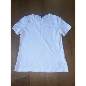 Women's White 346 Brooks Brothers T Shirt Basic Tee 100% Cotton